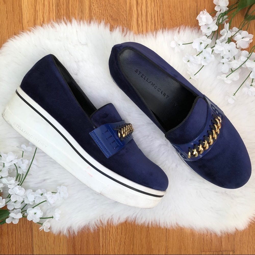 Used Stella McCartney velvet shoes size 11 navy
